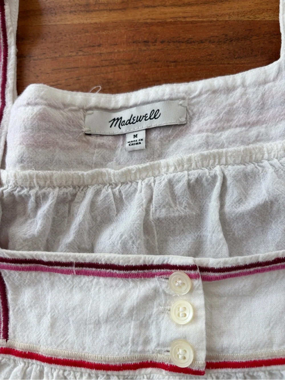 Madewell Embroidered Peasant Top White - Size M